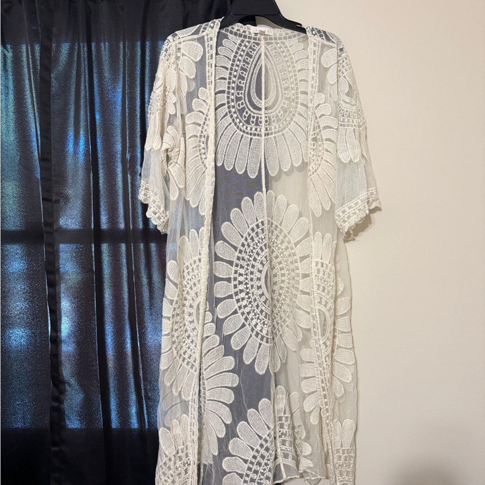 White Lace Kimono Cardigan